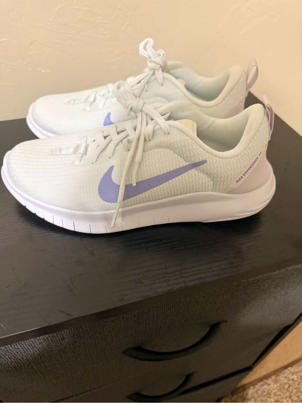 Nike Women’s White Athletic Shoes with Lavender Swoosh NWOT